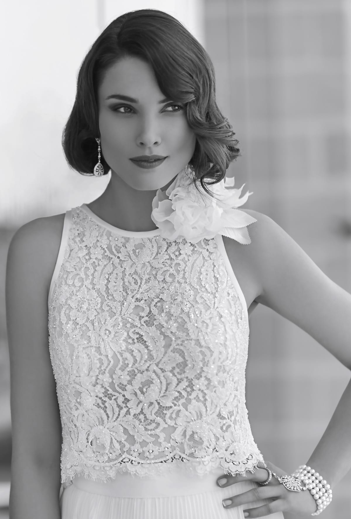 mysecret sposa abito da sposa blusa in pizzo francese interamente ricamato a mano