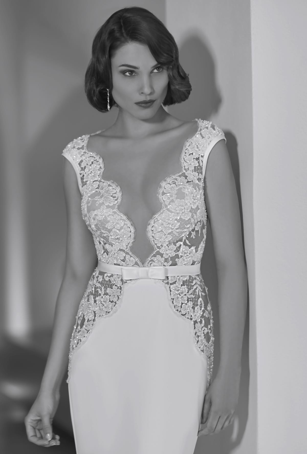 mysecret sposa abito da sposa corpino effetto nudo con pizzo francese