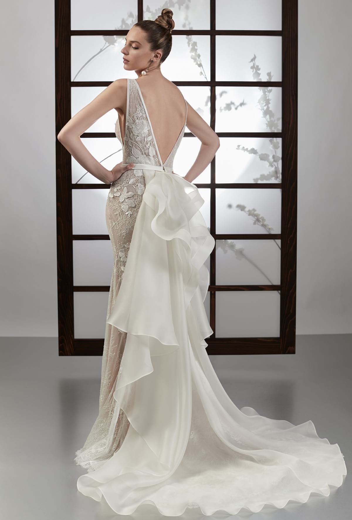 mysecret sposa abito con coda staccabile in organza in seta
