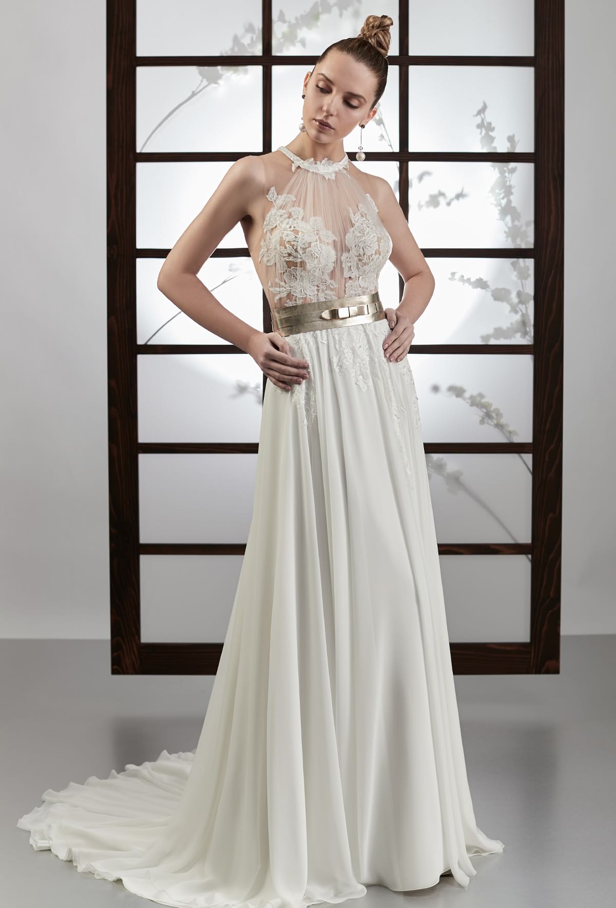 mysecret sposa abito da sposa scivolato con gonna a ruota in georgette