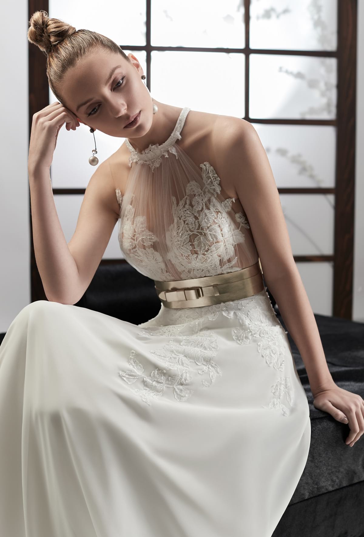 mysecret sposa corpino in tulle nude-look, impreziosito da pizzo francese ricamato a mano