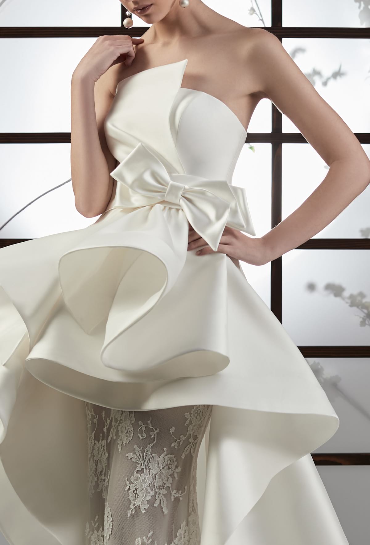 mysecret sposa abito con gonna a sirena staccabile in pizzo francese e georgette