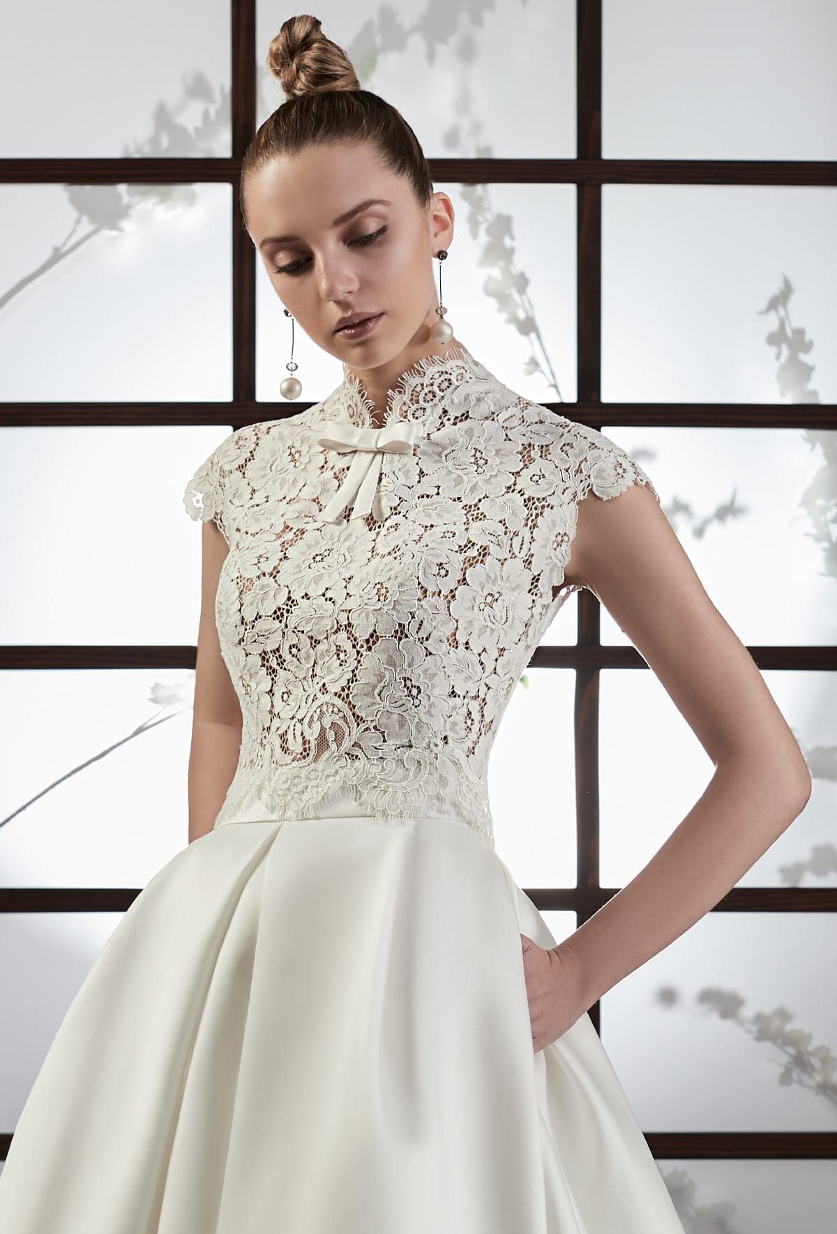 mysecret sposa gonna a pieghe in organza mikado con tasche