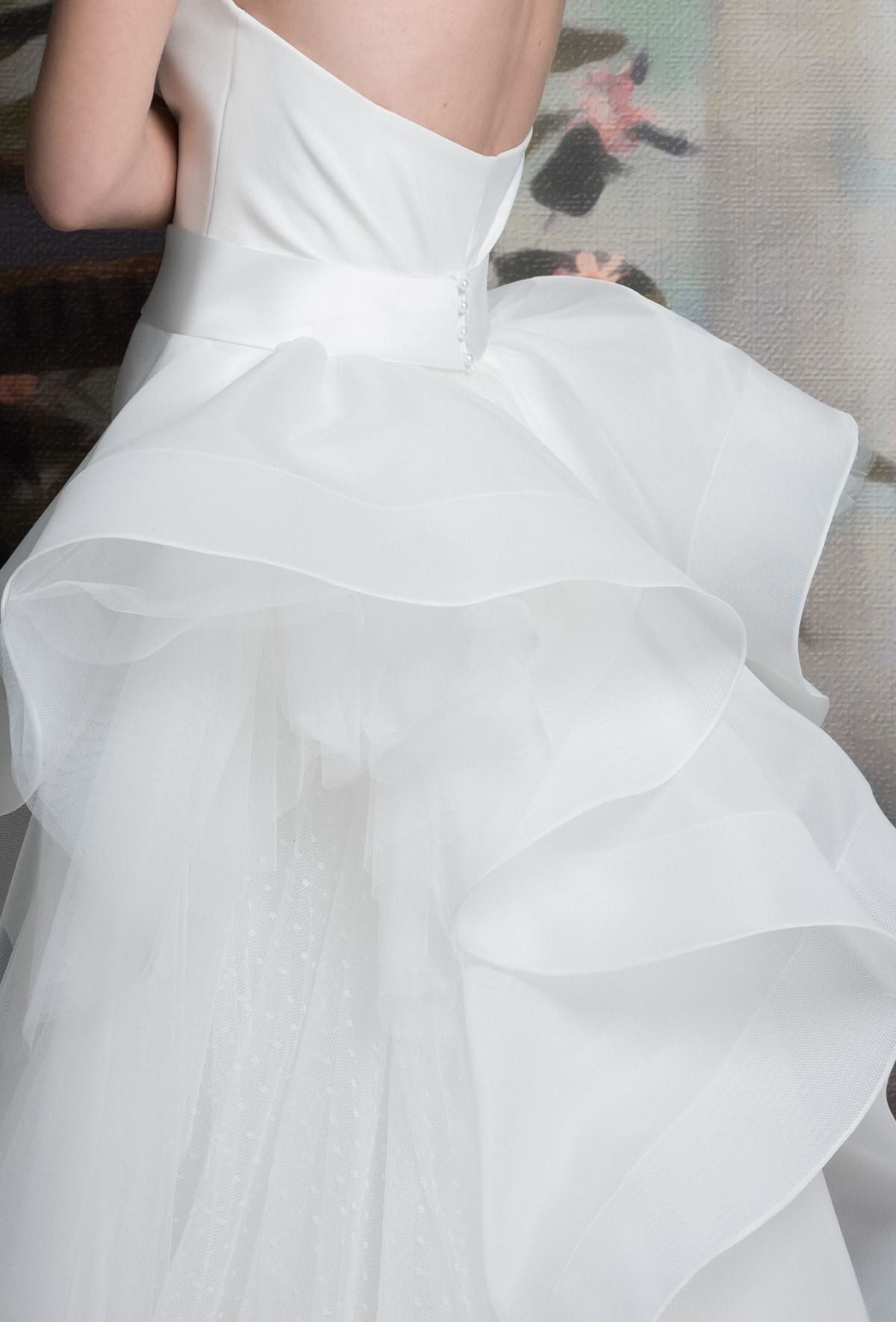 mysecret sposa abito elasticizzato con coda staccabile in organza
