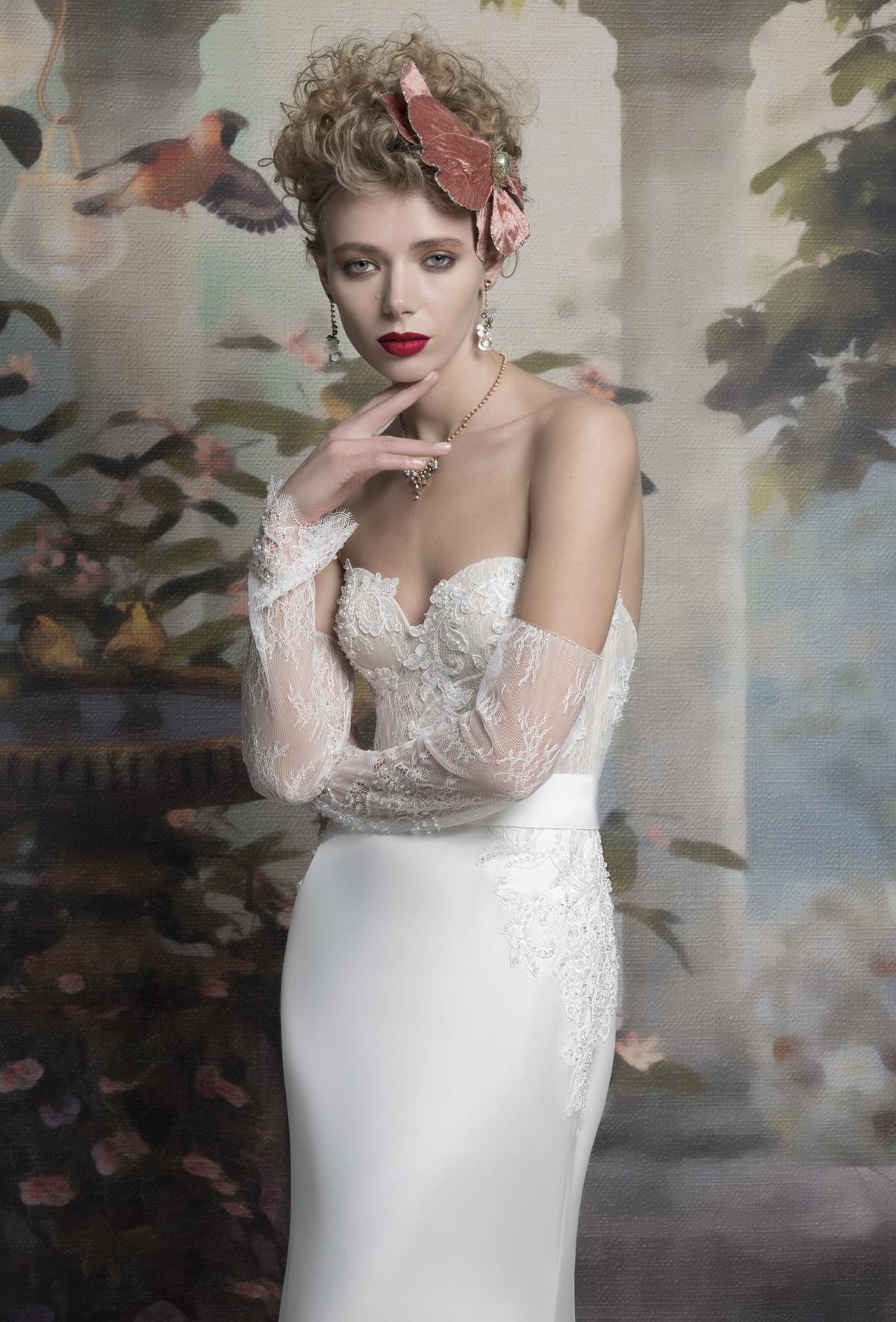 mysecret sposa abito con manicotti in pizzo chantilly