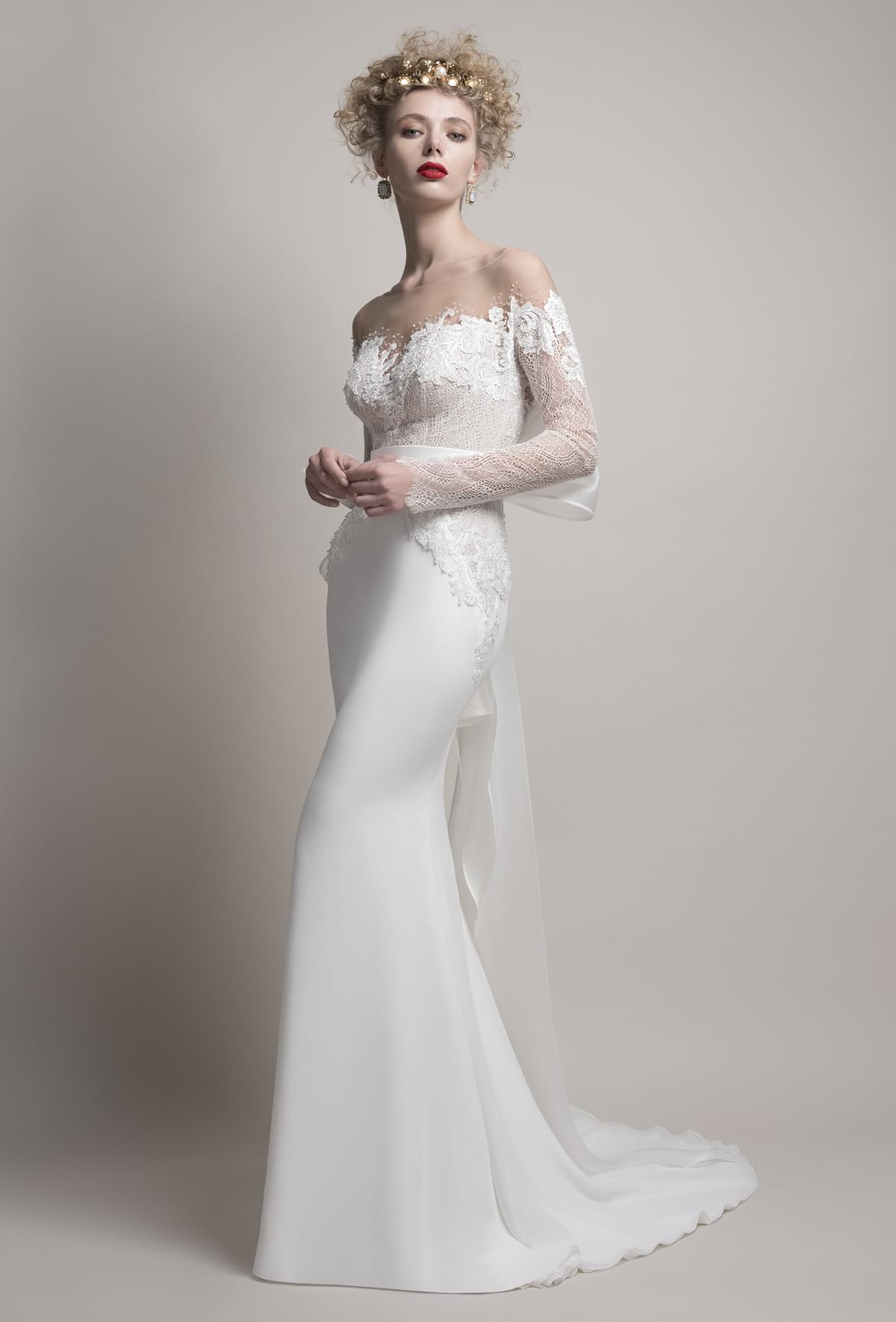 Abito da sposa con gonna a sirena in georgette | 20110 ... Abito da sposa con gonna a sirena in georgette | 20110 ...