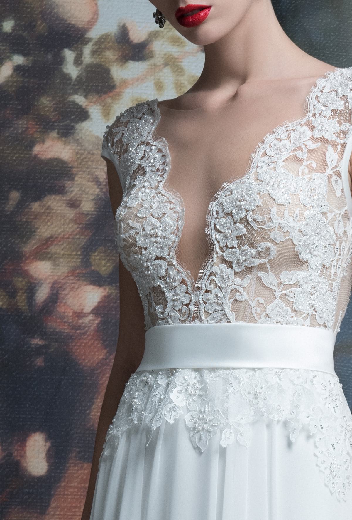 mysecret sposa abito con corpino in pizzo francese ricamato a mano
