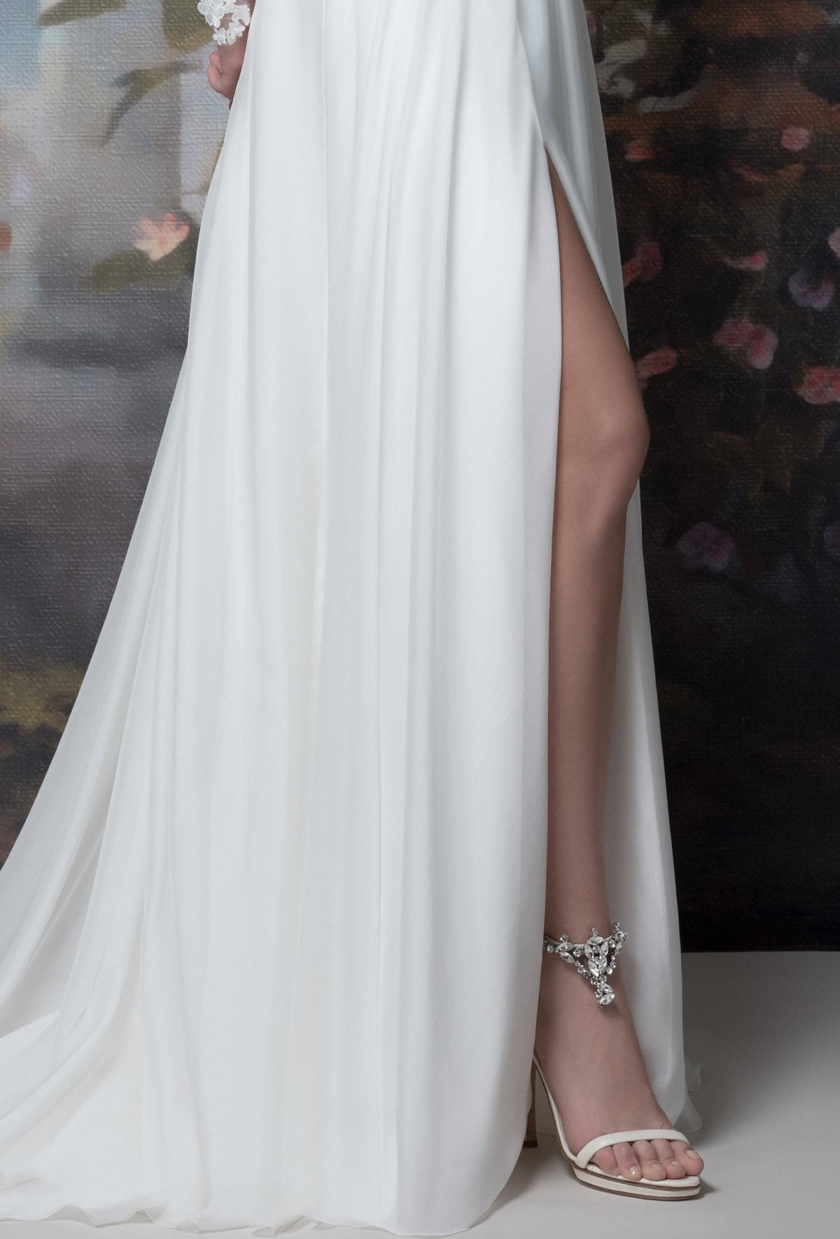 mysecret sposa abito con gonna in voile di seta e spacco laterale