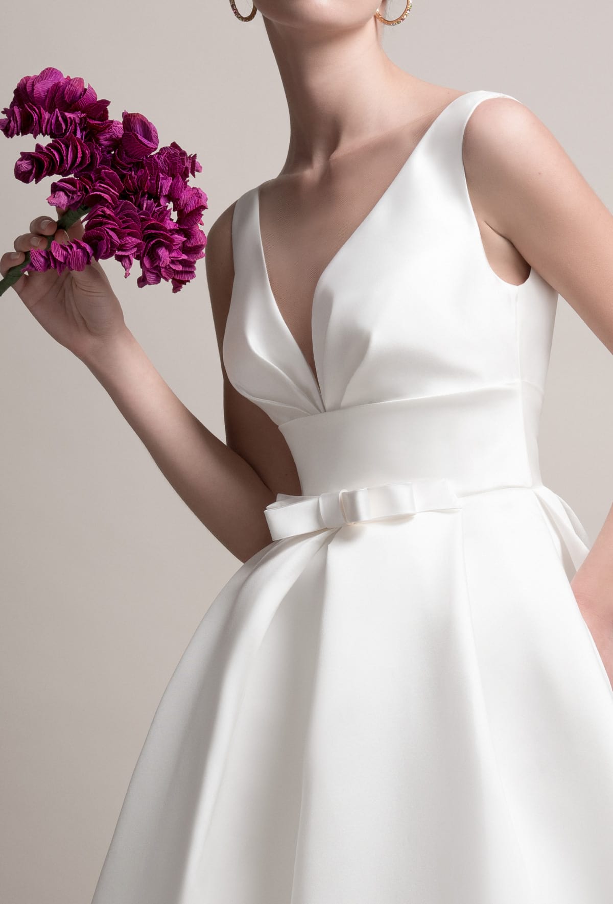 mysecret sposa abito con ampia gonna montata a pieghe, tasche laterali