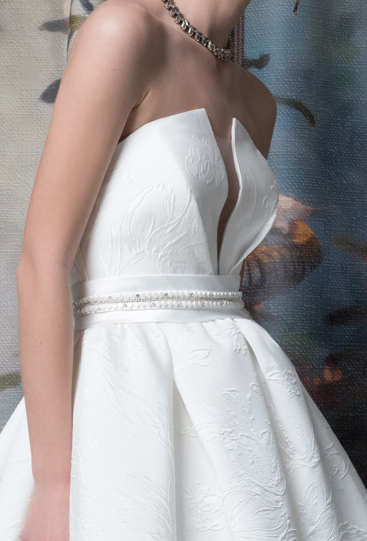 mysecret sposa abito corto in prezioso tessuto jacquard