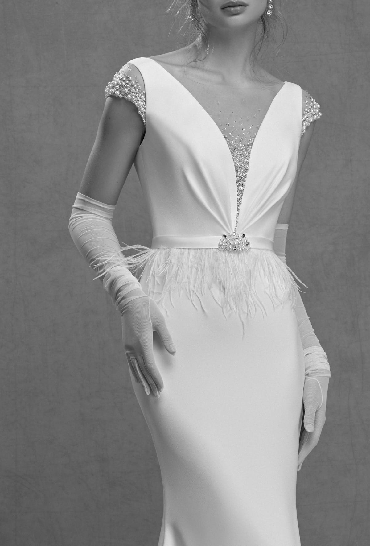 mysecret sposa abito da sposa con maniche a cupoletta ricamate su tulle illusion