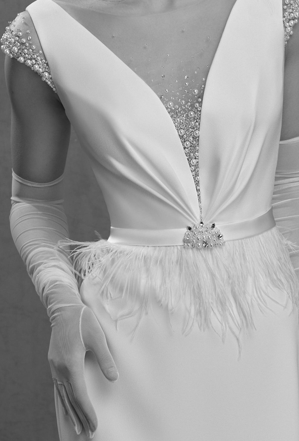 mysecret sposa abito da sposa con frangia di piume in vita, staccabile