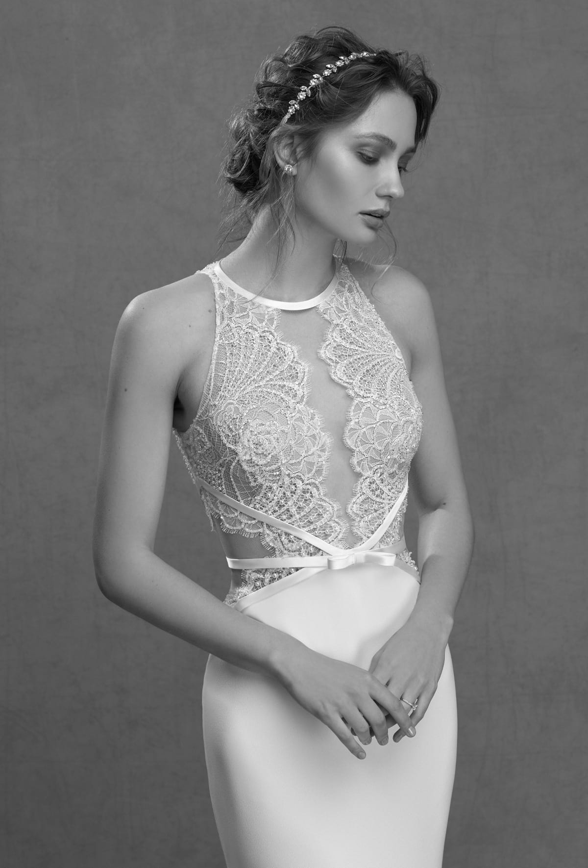 mysecret sposa abito da sposa con scollo americano in pizzo francese