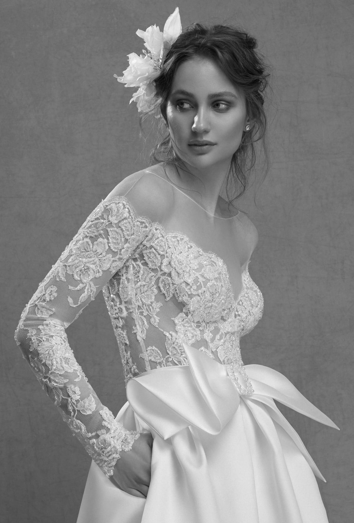 mysecret sposa abito da sposa con maniche lunghe aderenti e scollo omerale