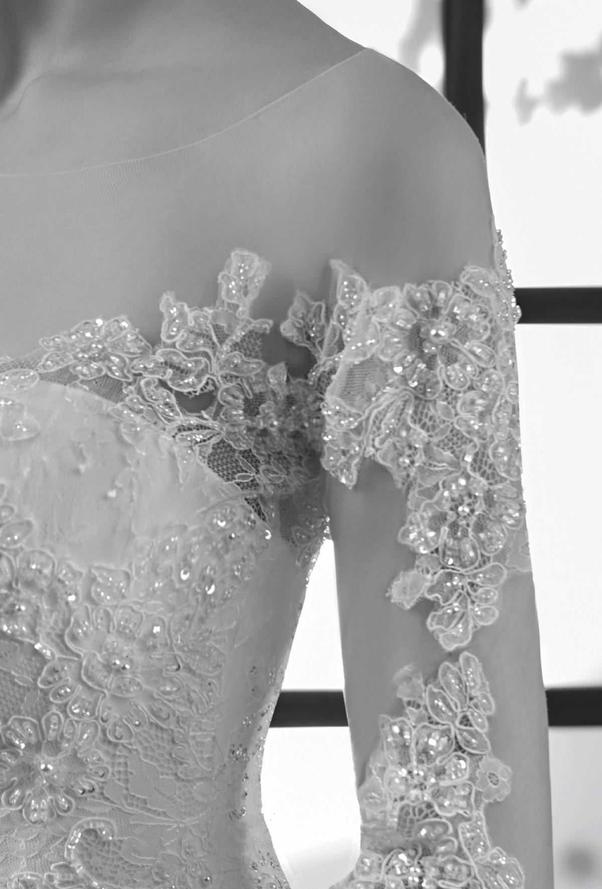 mysecret sposa corpino con scollo a barchetta e manica lunga per abito da sposa