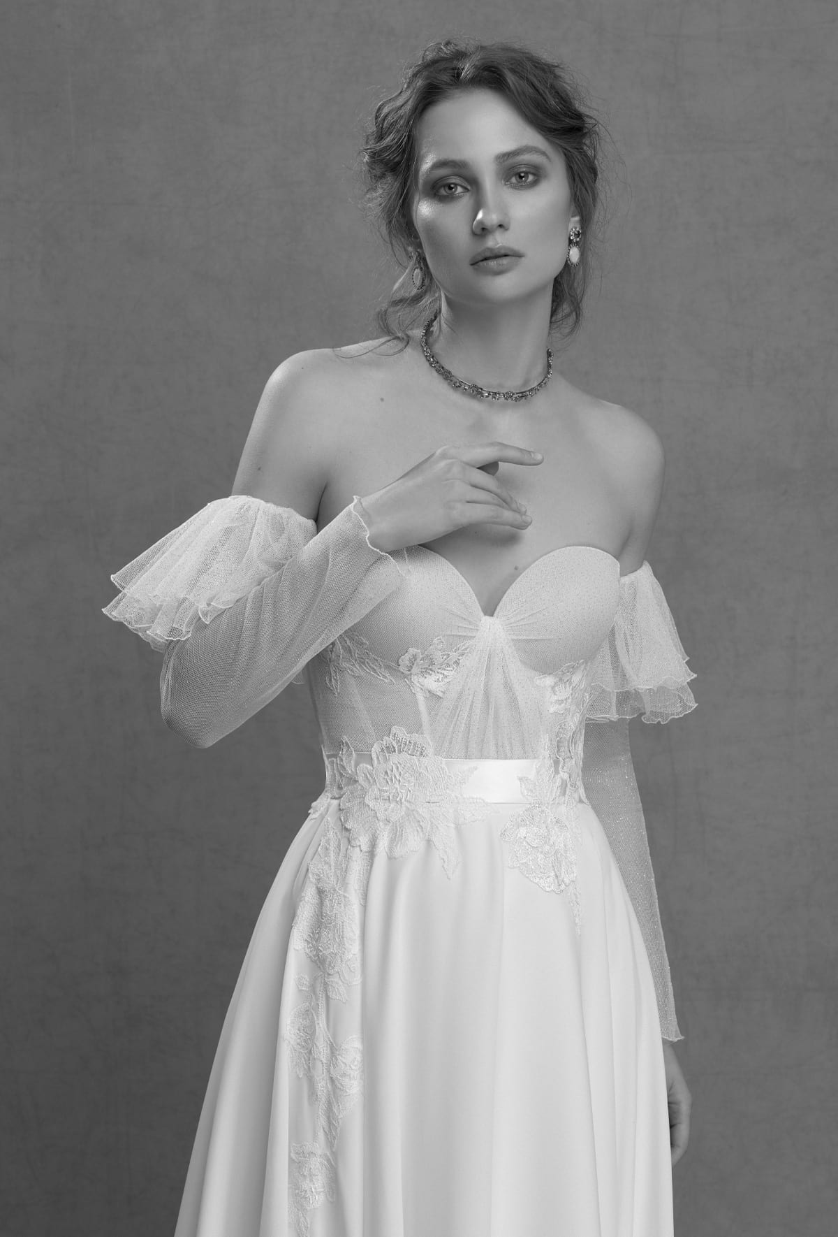 mysecret sposa abito da sposa scivolato con corpetto effetto bustier in tulle di cotone glitterato