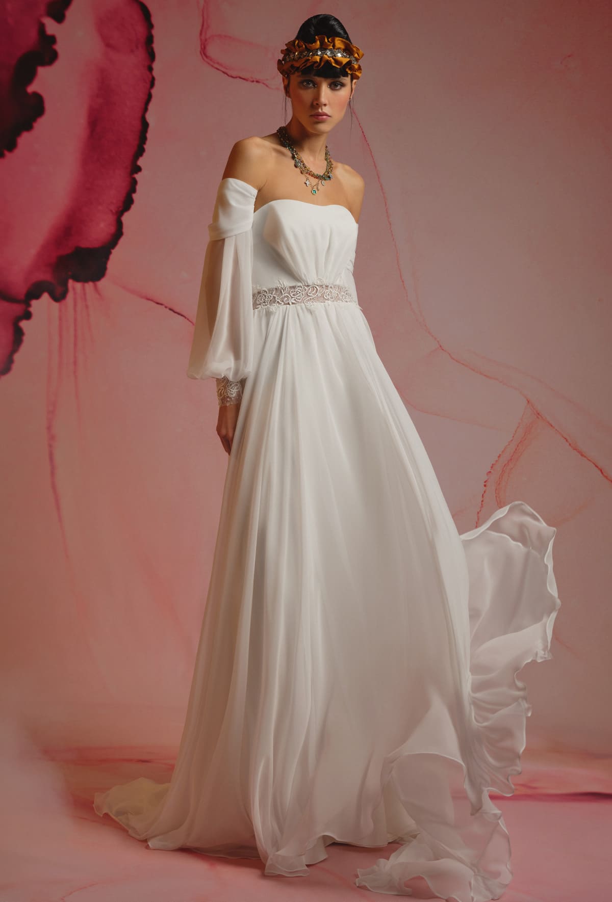 Georgette slip dress with flared skirt - 23107-1