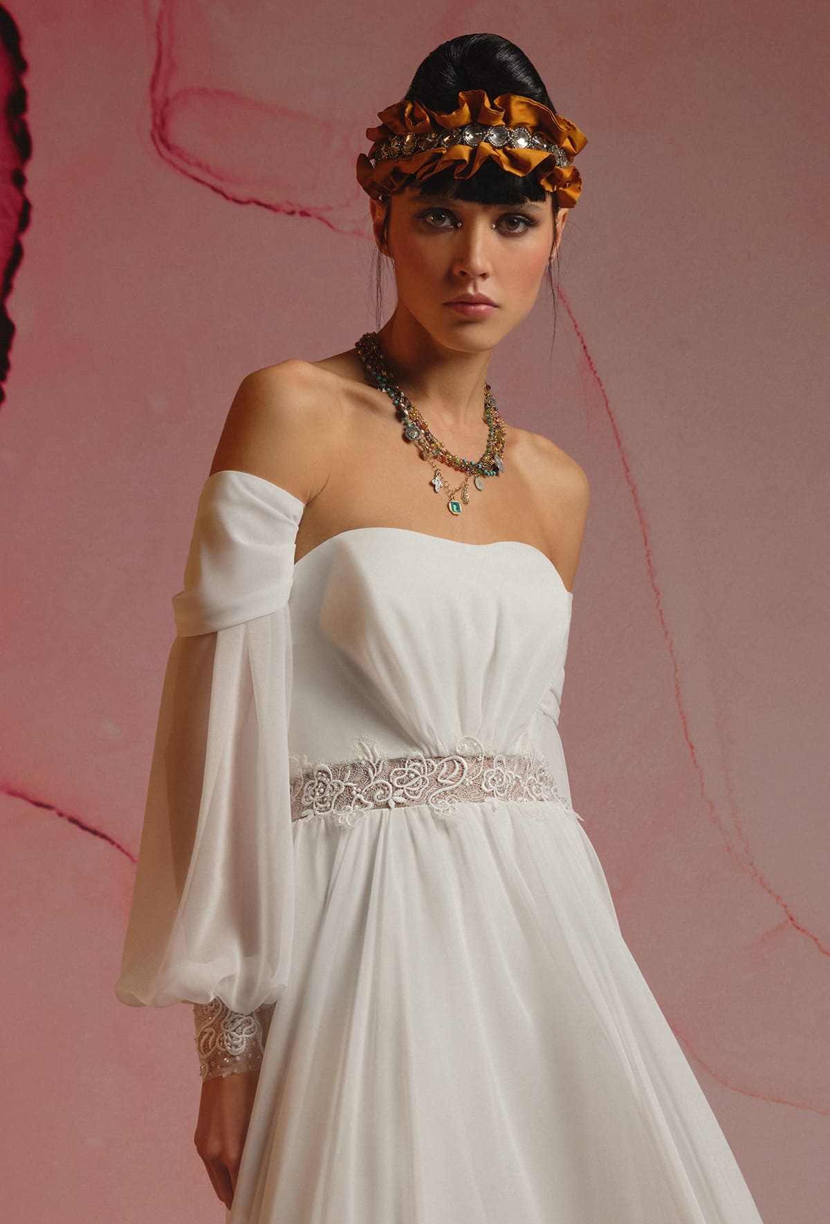 Georgette slip dress with flared skirt - 23107-2