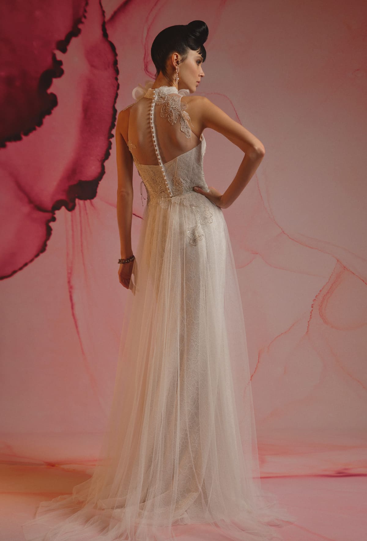 Dress with chantilly lace bodice - 23112-2