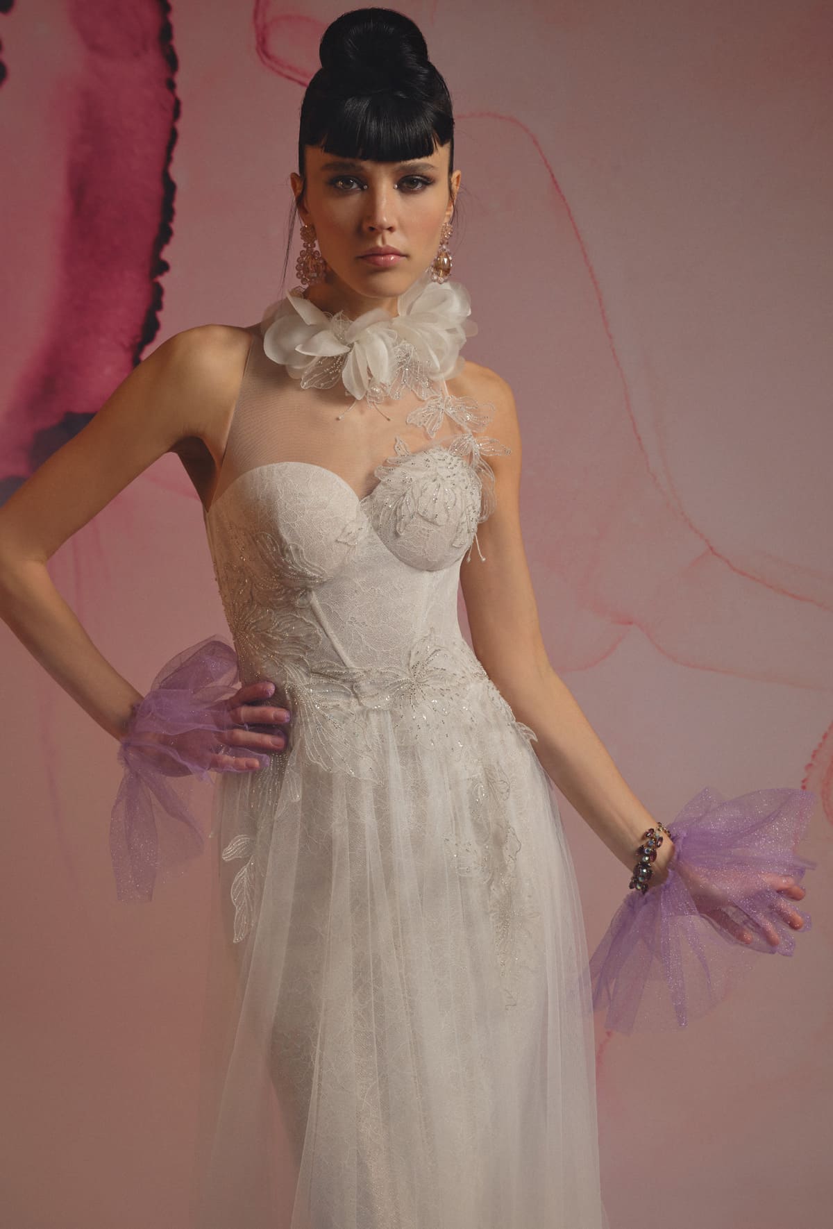 Dress with chantilly lace bodice - 23112-3
