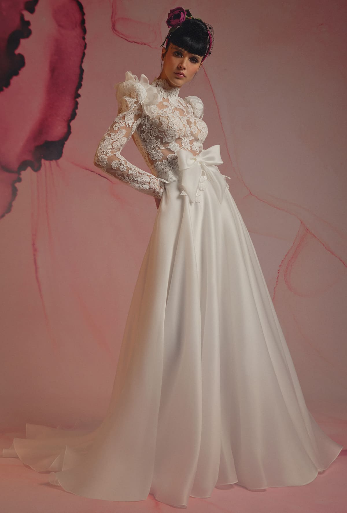 Wedding dress whit pure silk skirt - 23116-1