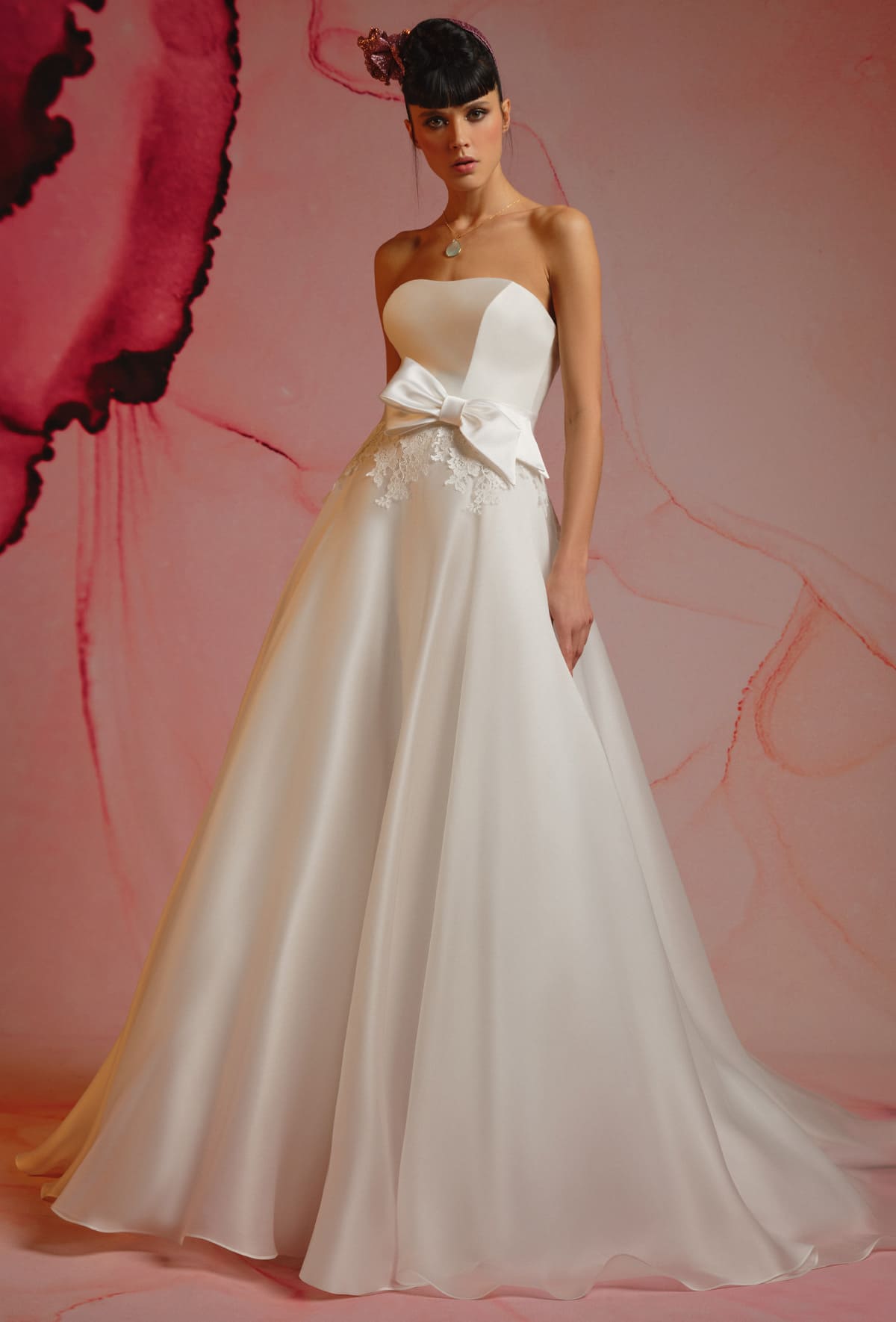Wide dress in pure silk satin organza - 23118-1