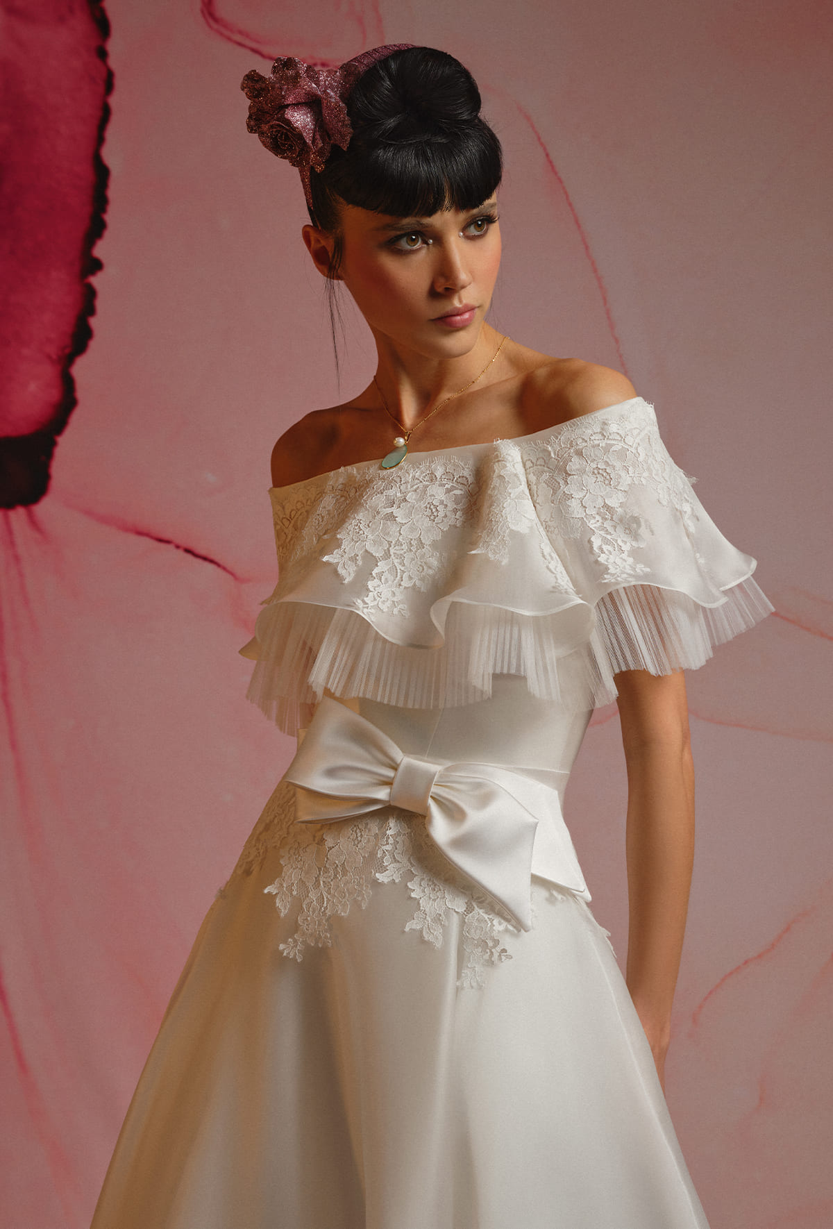 Wide dress in pure silk satin organza - 23118-2
