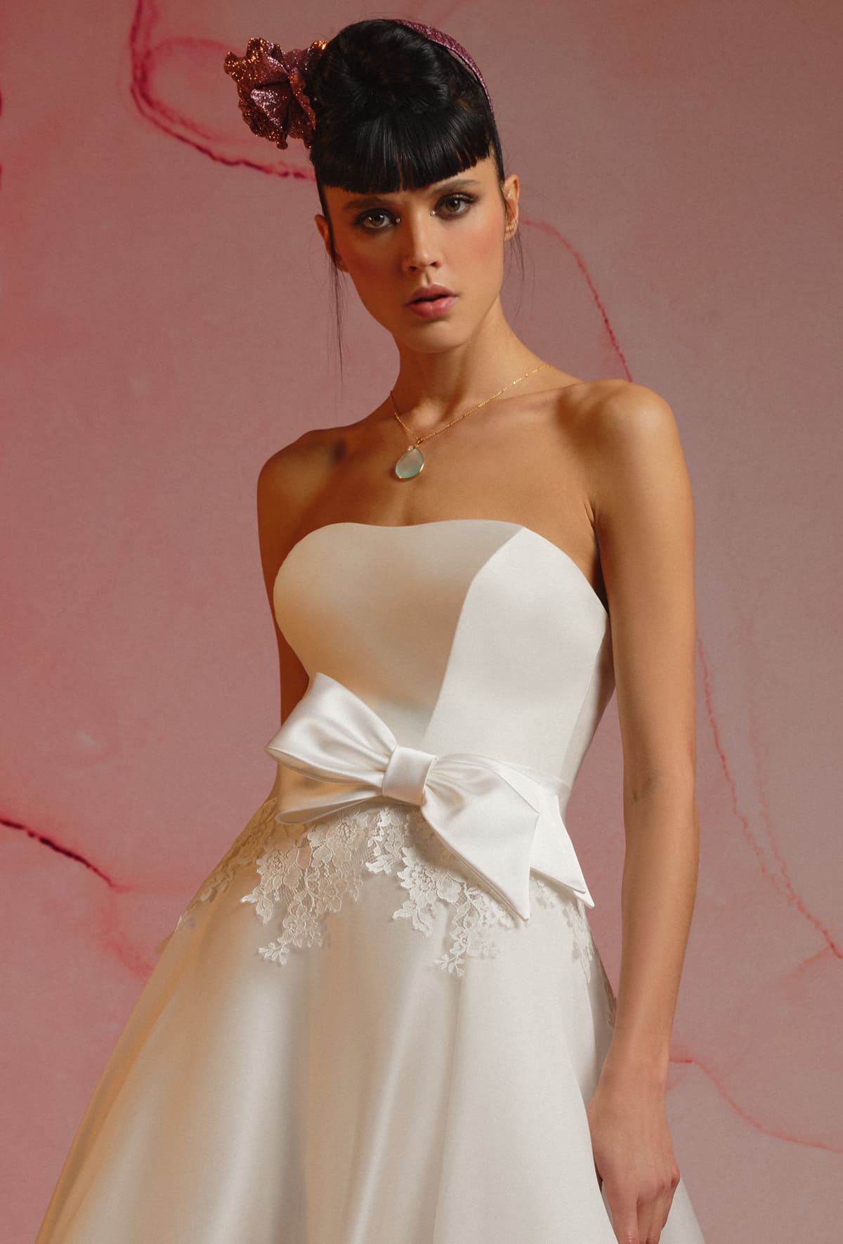 Wide dress in pure silk satin organza - 23118-3