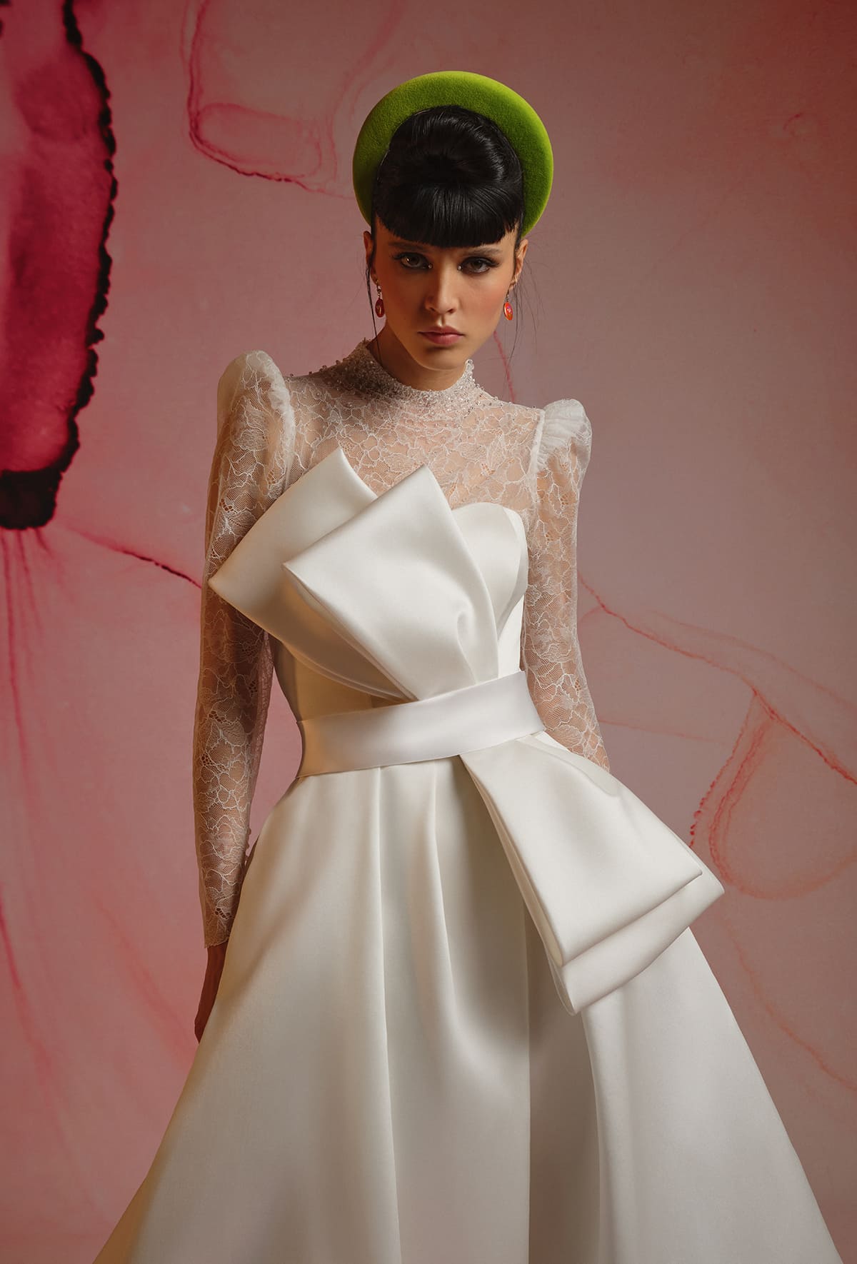 Wide dress with a bon ton - 23119-2