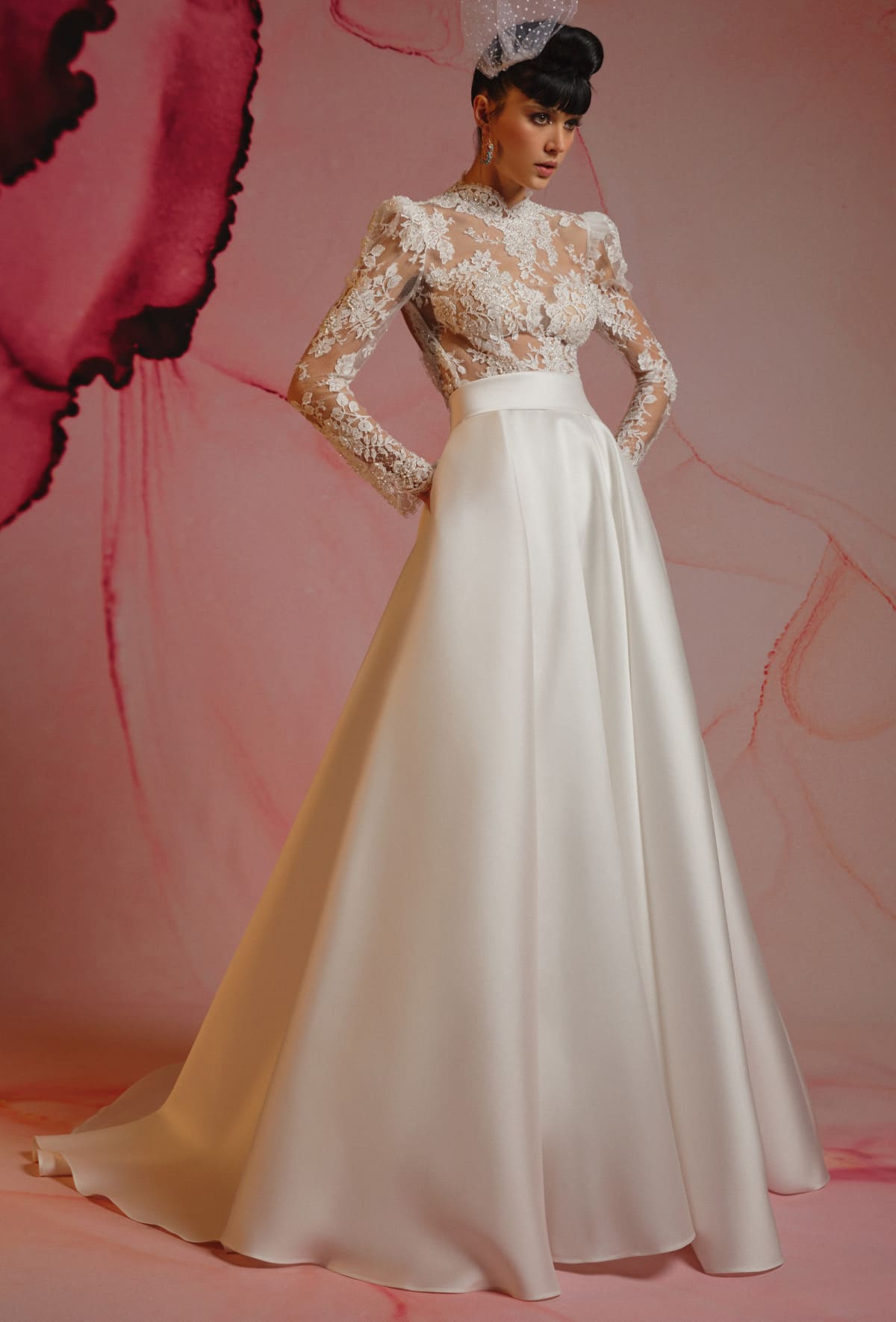 Wedding dress made whit organza flared skirt - 23120-1