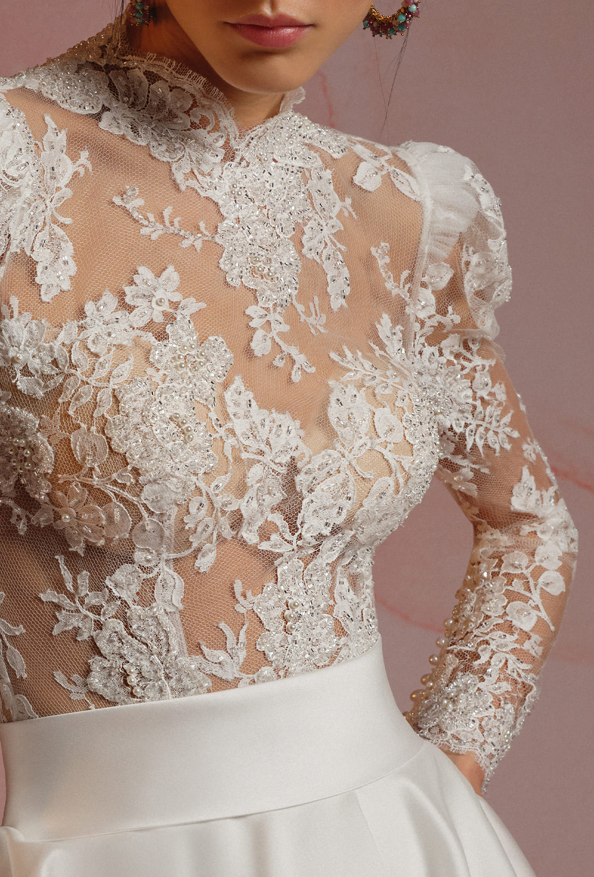 Wedding dress made whit organza flared skirt - 23120-3