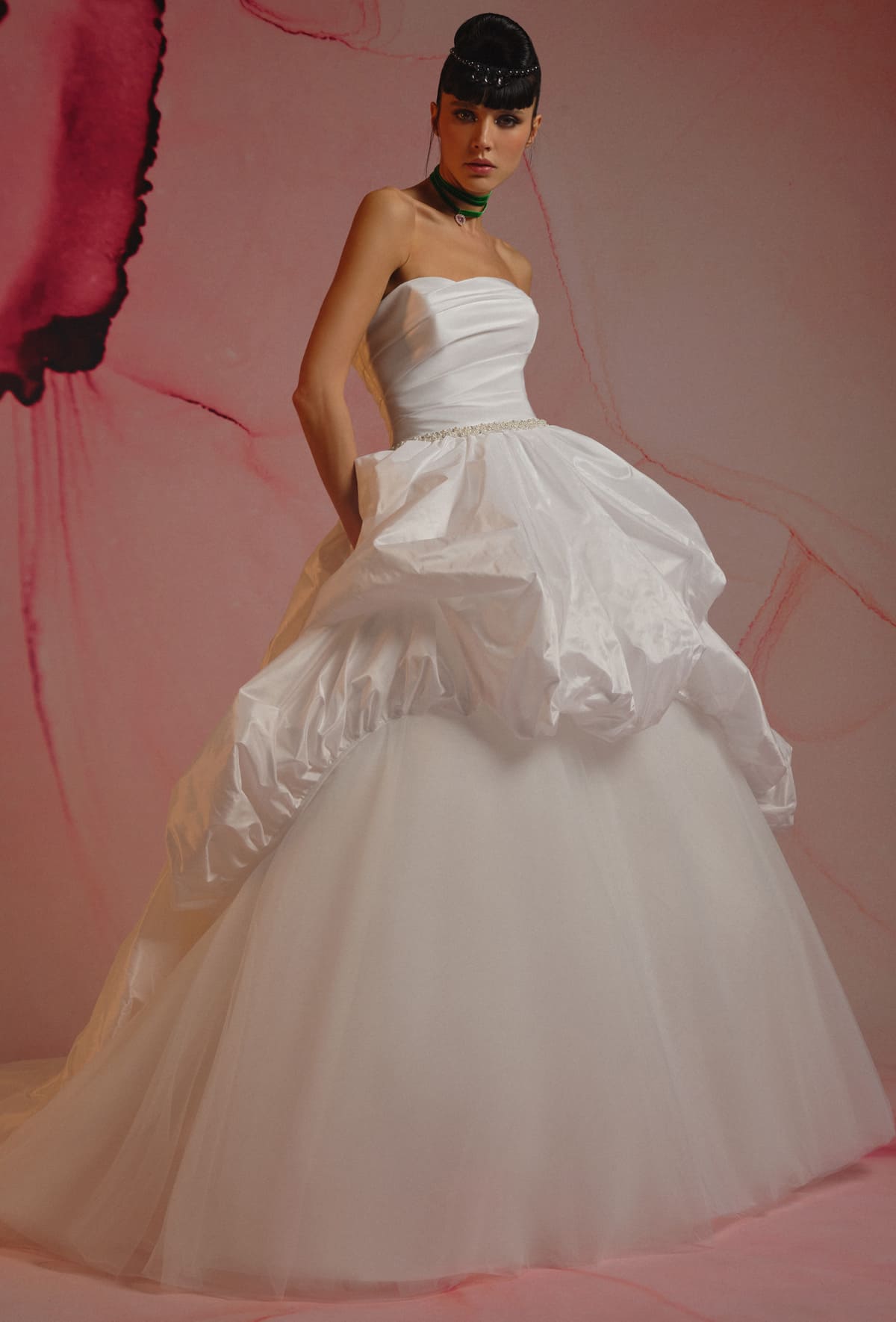 Modern taffeta dress - 23123-1