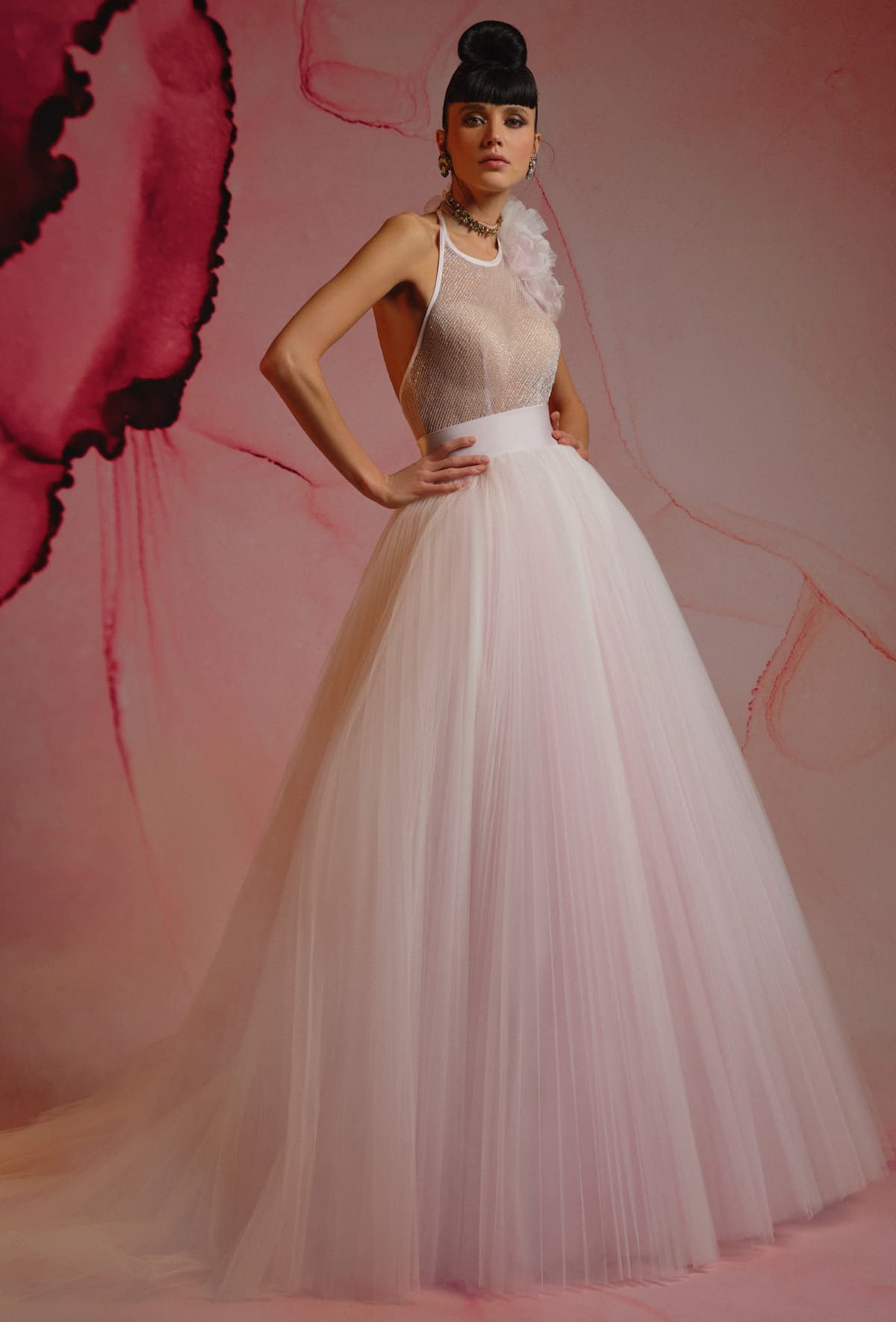 Wedding dress with a voluminous pleated - 23125-1