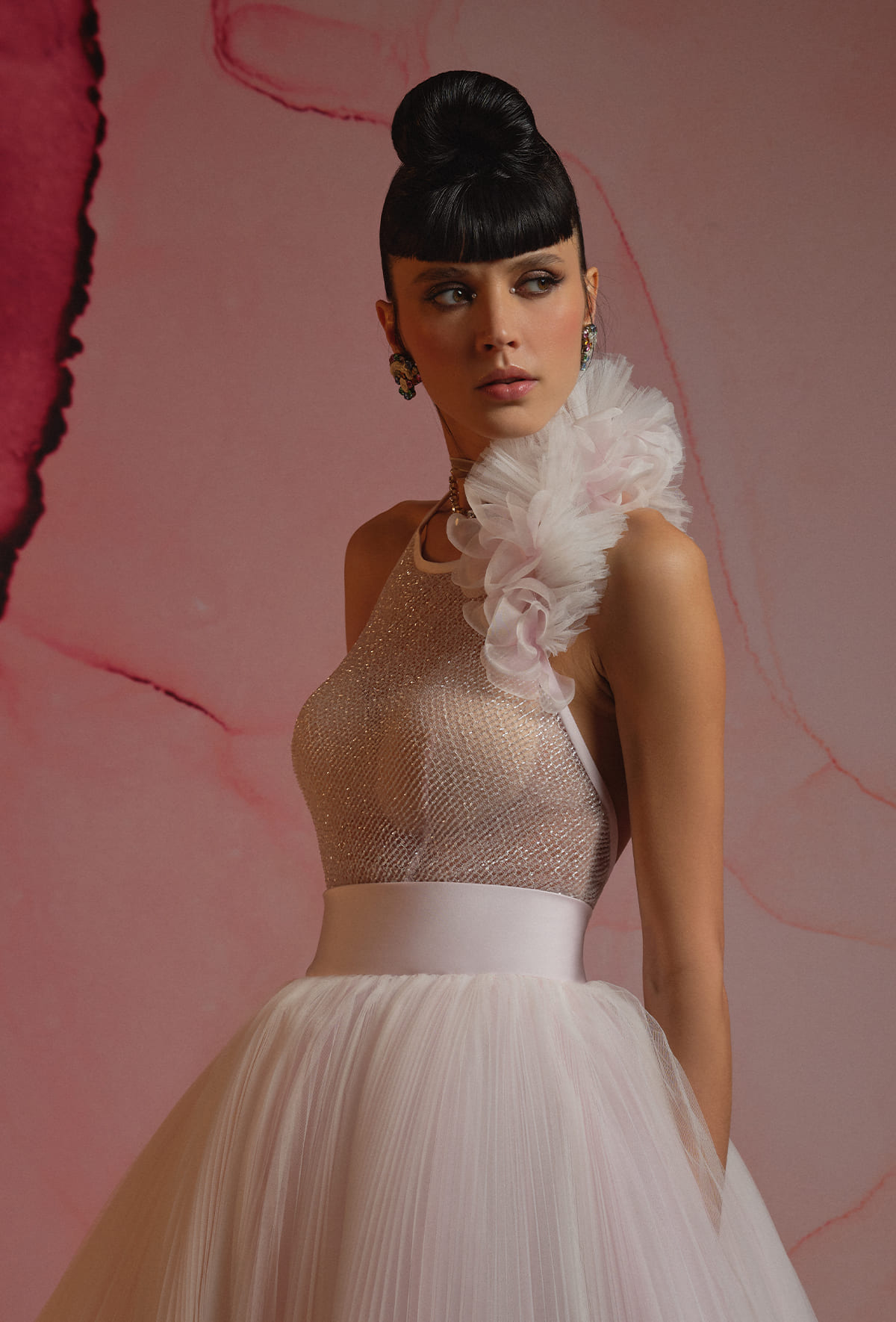 Wedding dress with a voluminous pleated - 23125-4