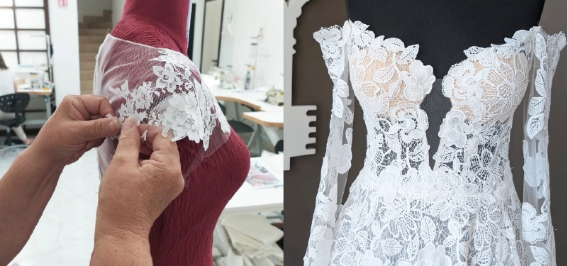 esempio di maniche per il vestito da sposa sartoriale