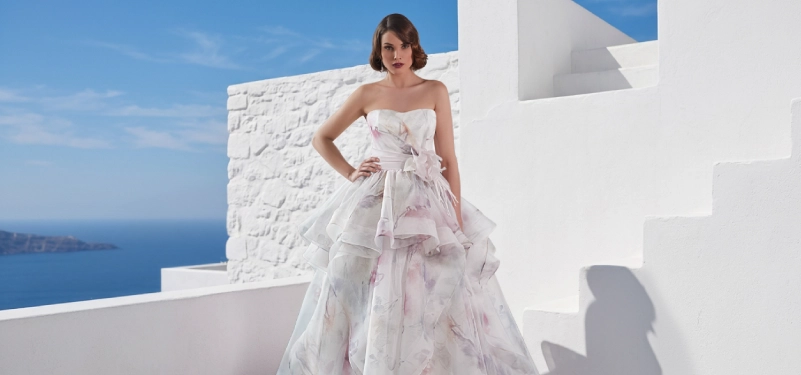 Gli abiti da sposa in fantasia: una scelta originale che richiede equilibrio